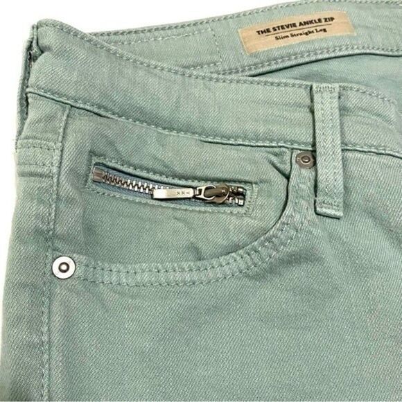 AG Adriano Goldschmied 26 The Ankle Zip Slim Straight Leg light green jean 503B5 - Picture 9 of 15